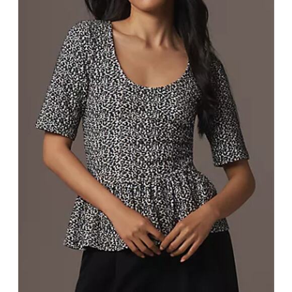 NWT Anthropologie Maeve Top Peplum Animal Leopard Print Classy Sophisticated - Picture 1 of 7